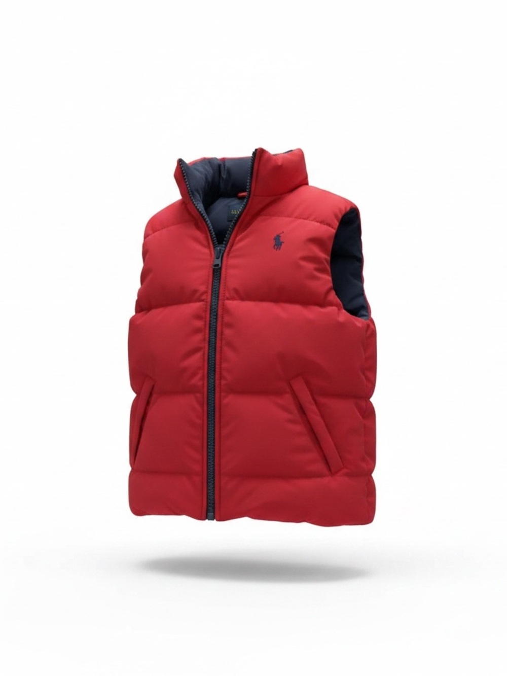 Ralph Lauren Reversible Down Puffer Vest in Red and Navy Blue-kids size 7